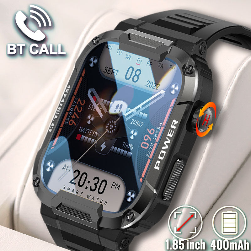 Smartwatch Tactical Shield- Relógio Inteligente Anti Impacto Chamadas Bluetooth Tela Grande HD 1.85" IP68 À Prova D'água