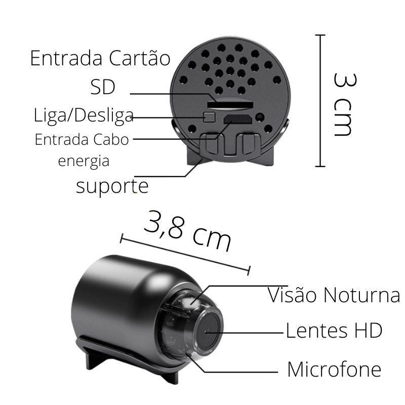 Mini Câmera Portátil - Vídeo e Áudio - Versão HD 2023
