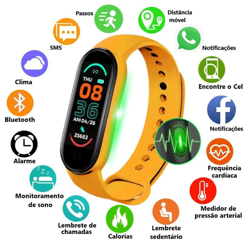 Smartwatch Life Band 6 - Relógio Pulseira Inteligente IP67 Tela IPS 0.96" Bluetooth
